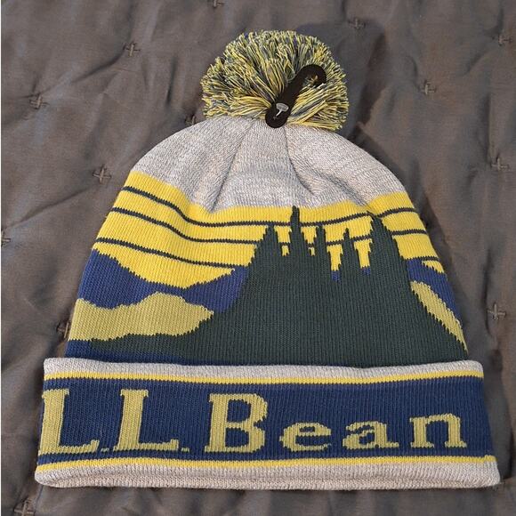 NWOT L.L. Bean Beanie UNISEX OSFM Katahdin Pom Outdoor Nature Mountain Gorpcore - Picture 1 of 5